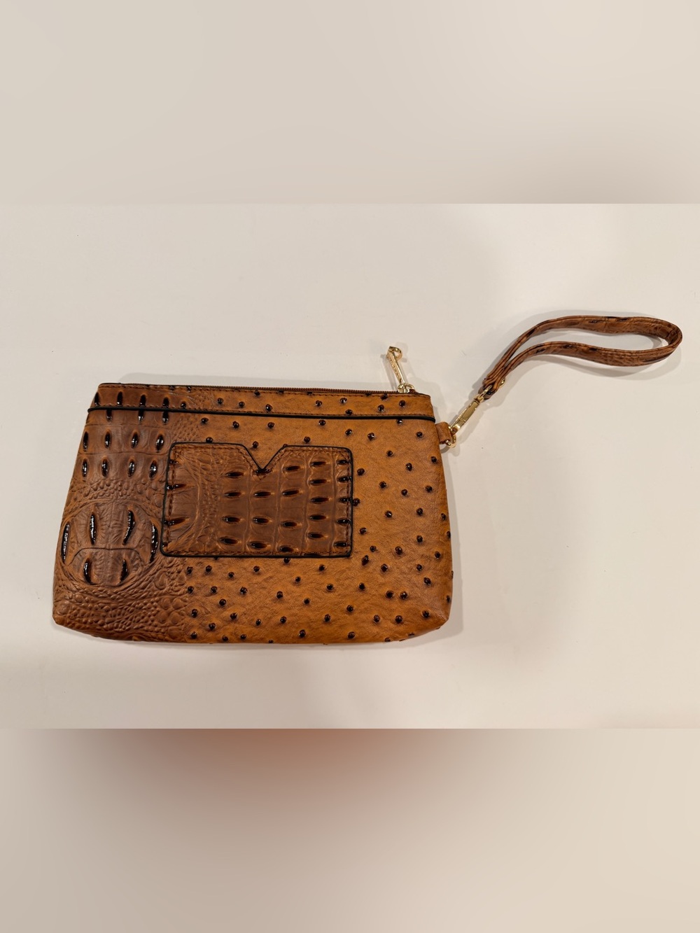 Dasein Brown Animal Print Zip Wristlet Wallet with Wrist Strap
